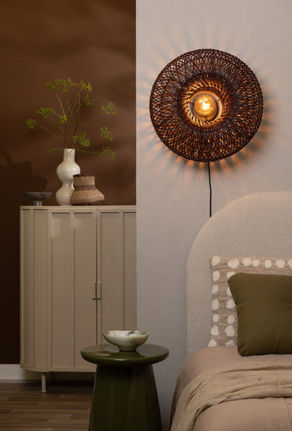 Bordeauxrode rotan wandlamp met vlechtkap GOOD&MOJO Arizona – afbeelding 5