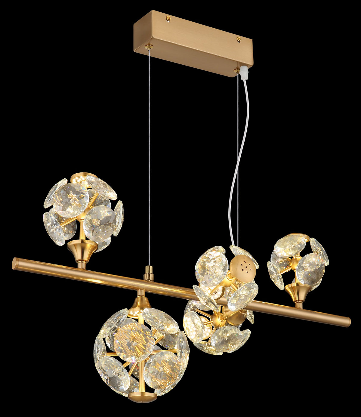 Pendente LED dourado em cristal com personalidade – imagem 3