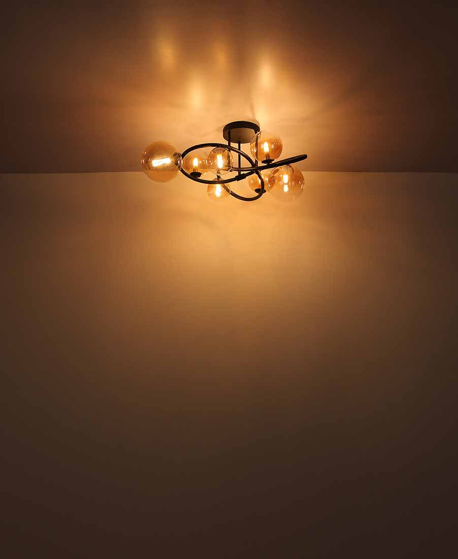 ronde-plafondlamp-zwart-2-amberglasbol-globo-tuberius-variant-image2