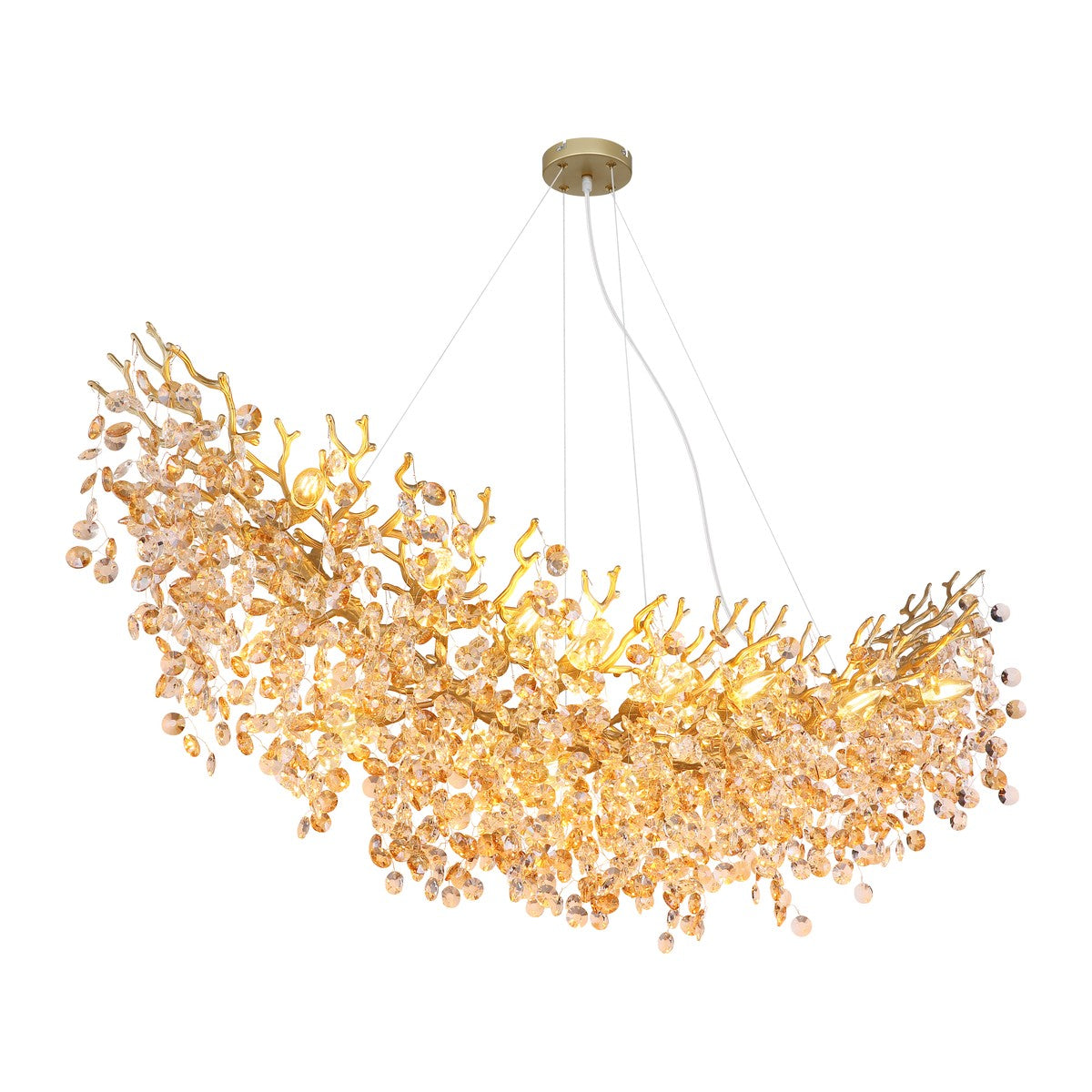 Candelabro extra grande de cristal dourado
