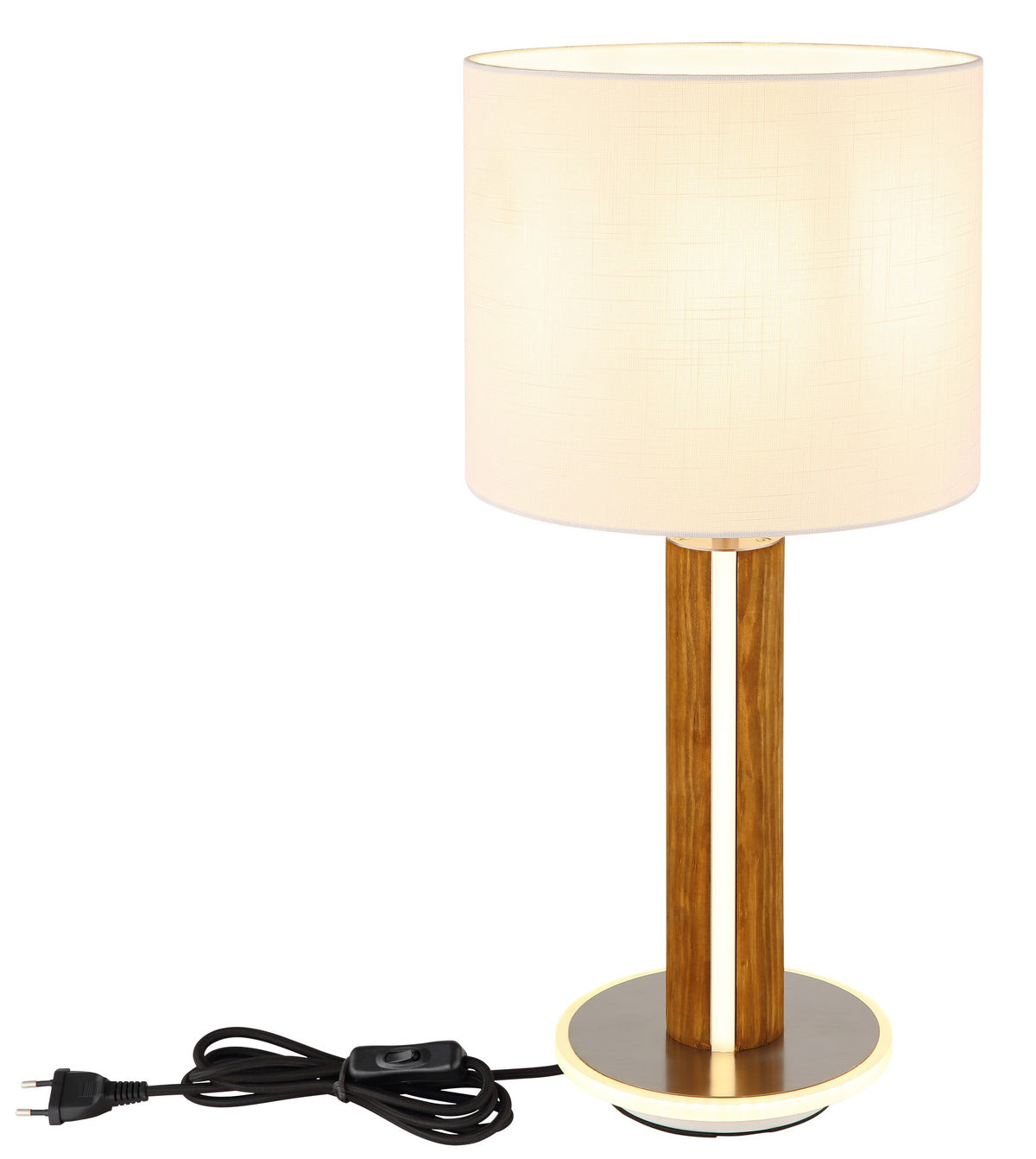 Piccola lampada da tavolo LED in stoffa color nichel – immagine 8