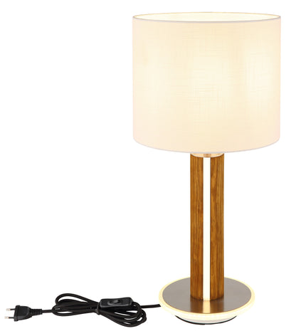 Piccola lampada da tavolo LED in stoffa color nichel – immagine 8