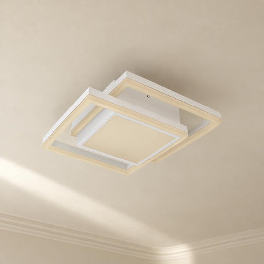 Obolg Squares loftlampe i hvid med LED – stemningsbillede