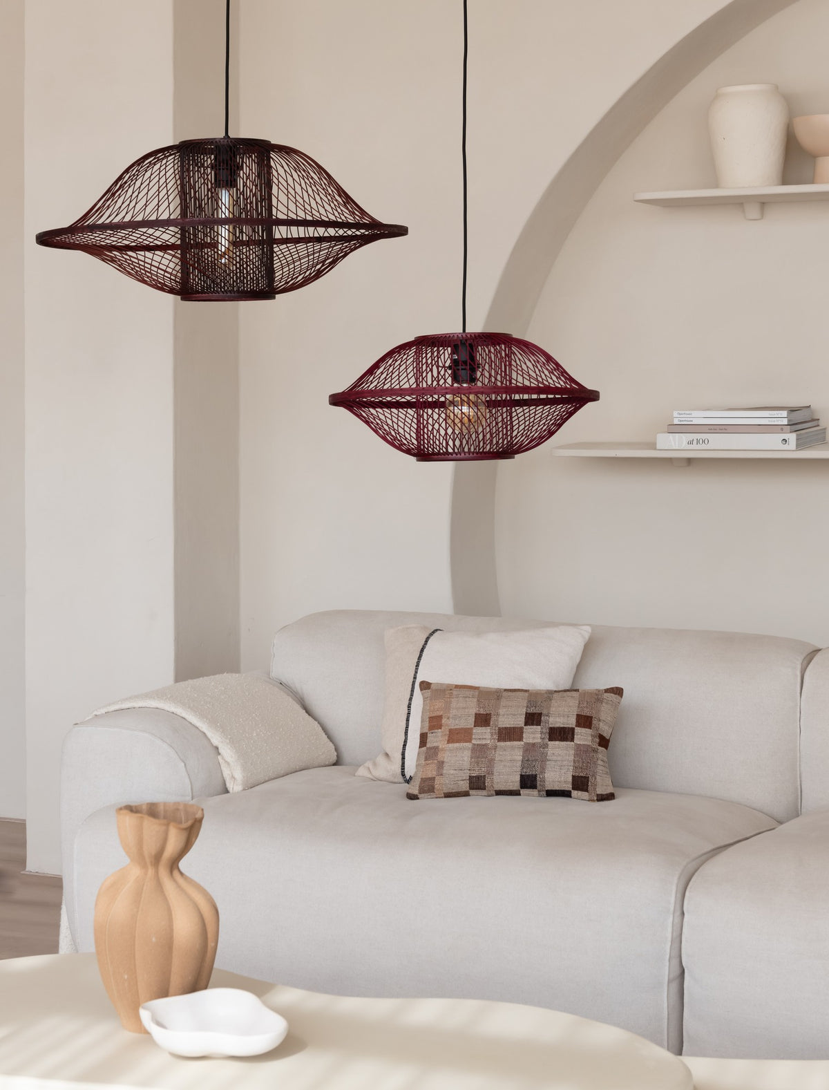 Bordeauxrode bamboe hanglamp met open vlechtwerk Ø50 cm GOOD&MOJO Maui – afbeelding 8