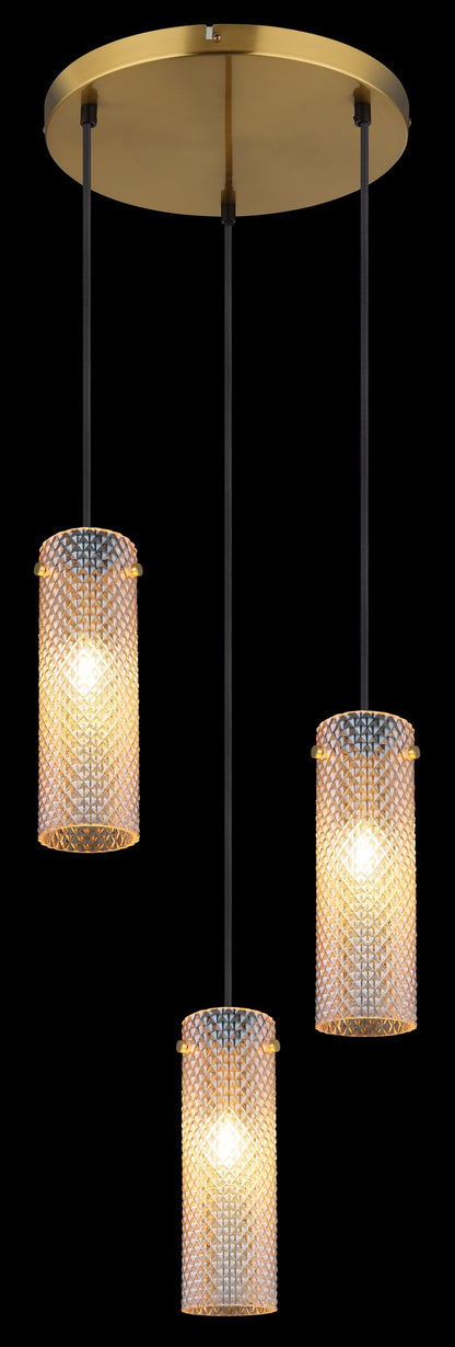 Piccola lampada a sospensione dorata a 3 luci – immagine 3
