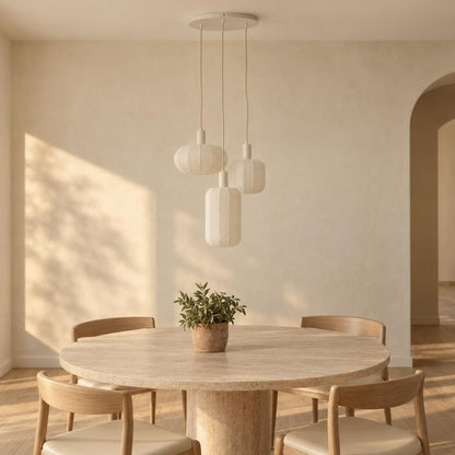 TUFIA pendel med tre linnedskærme Light & Living – stemningsbillede