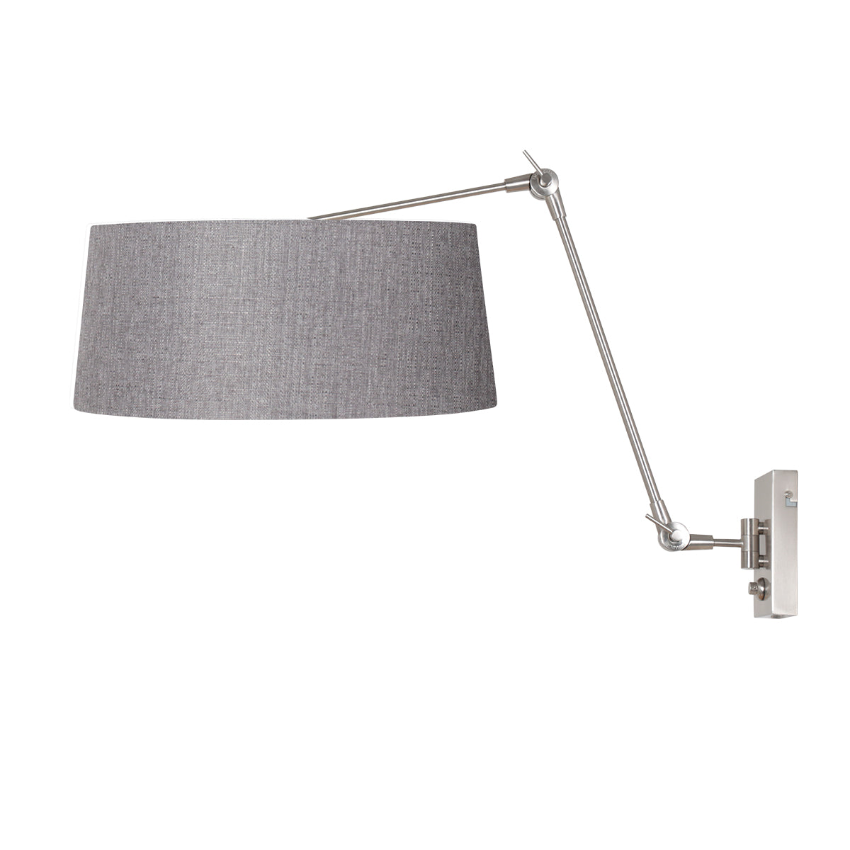 wandlamp-in-geborsteld-staal-met-grijze-linnen-kap-steinhauer-prestige-chic-variant-image1