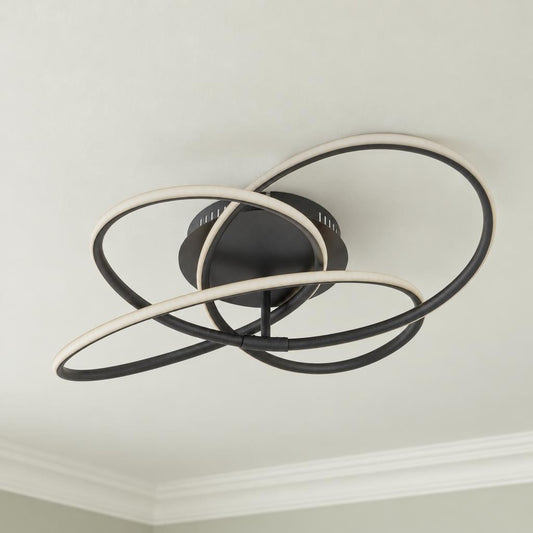 Obolg Panda ronde LED plafondlamp zwart Ø60 cm – sfeerbeeld