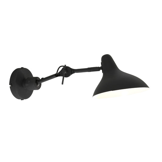 Verstelbare retro wandlamp Kasket zwart