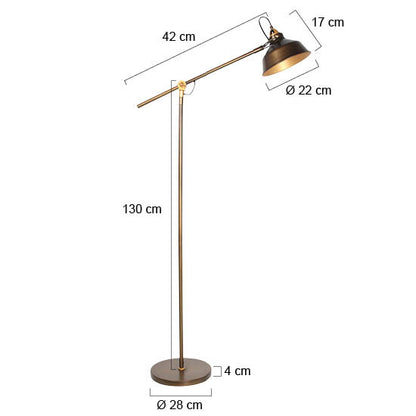 Mexlite Nove bronzen vloerlamp met gouden details – maattekening