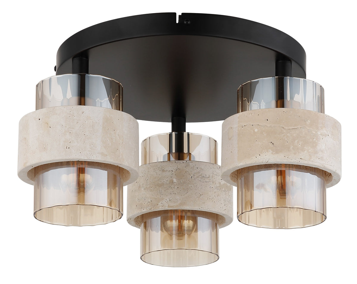 Lampadario elegante nero in vetro a 3 luci – immagine 1