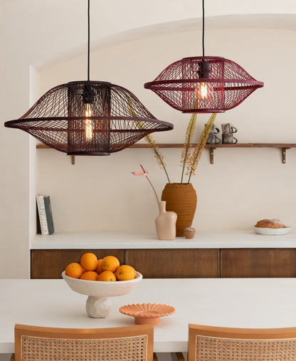 Bordeauxrode bamboe hanglamp met open vlechtwerk GOOD&MOJO Maui – afbeelding 5