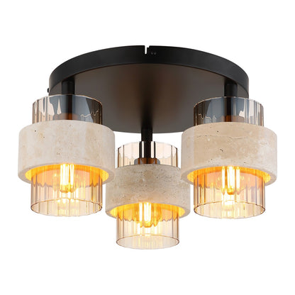Lampadario elegante nero in vetro a 3 luci