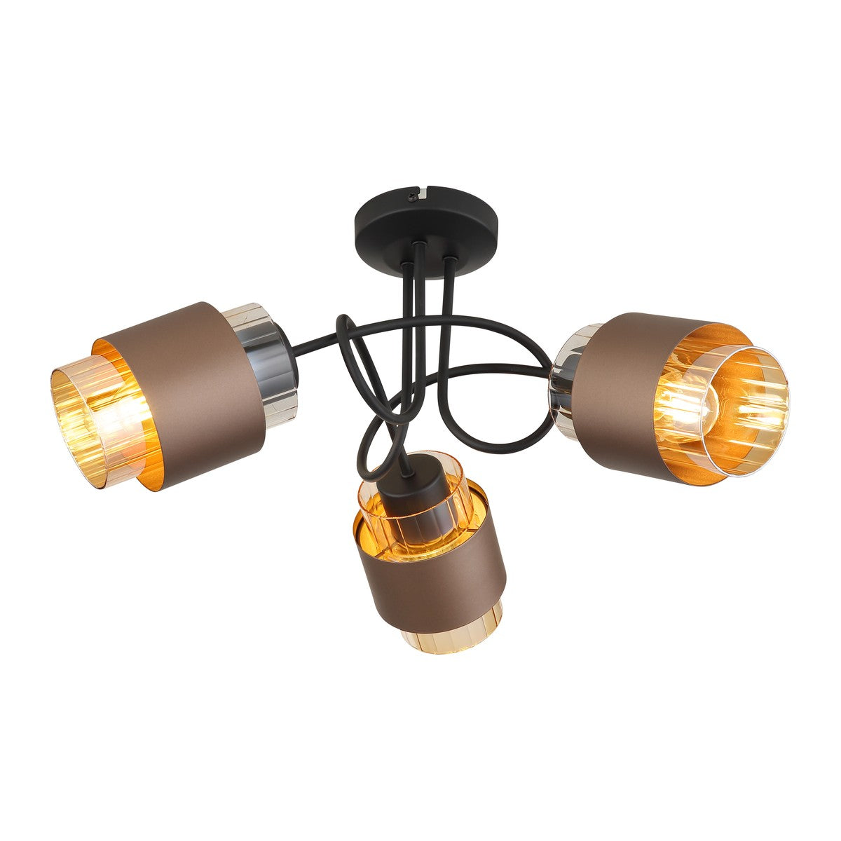 Charmende sorte glasmæssige 3 lyskilder loftlampe
