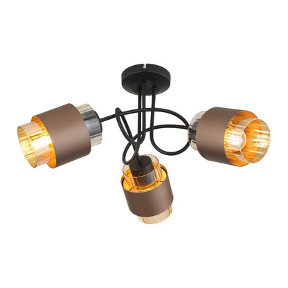 Charmende sorte glasmæssige 3 lyskilder loftlampe