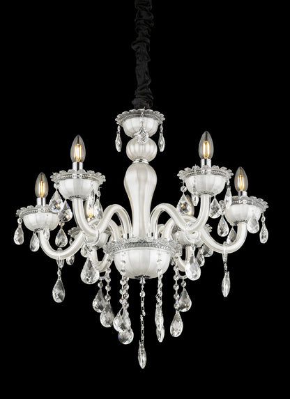 Piccola chandelier bianca in vetro – immagine 3