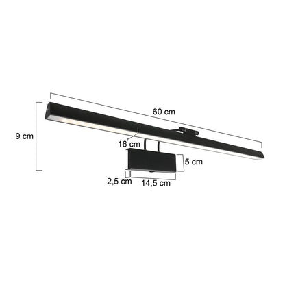 Steinhauer Litho LED schilderijlamp zwart – maattekening