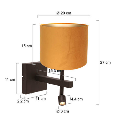 hotel-chique-wandlamp-cacao-met-zwarte-kap-en-gouden-binnenzijde-steinhauer-stang-variant-image7