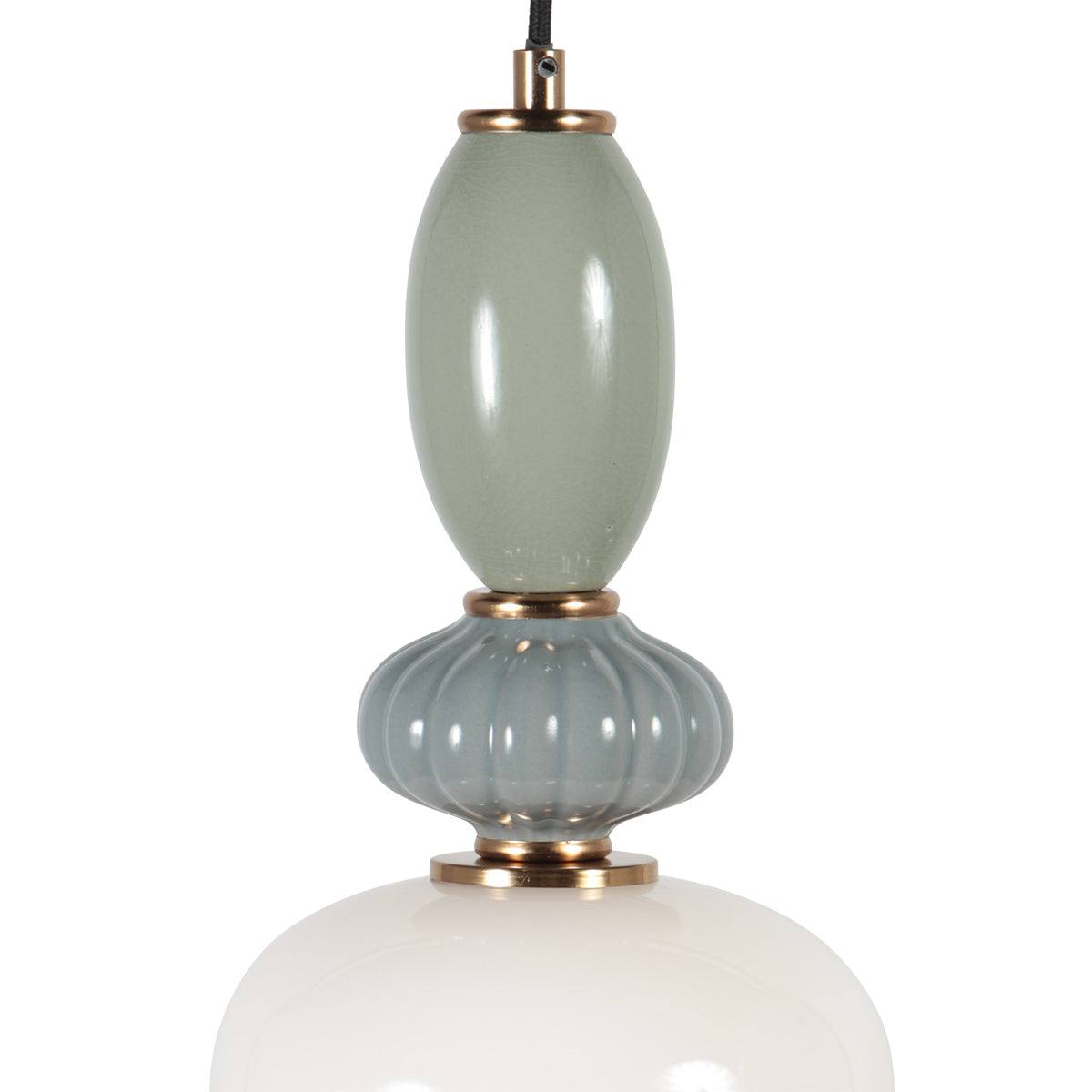 Lâmpada pendente esbelta de vidro branco e pedra Anne Light Vetrass – imagem 4