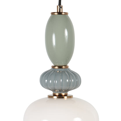 Lâmpada pendente esbelta de vidro branco e pedra Anne Light Vetrass – imagem 4