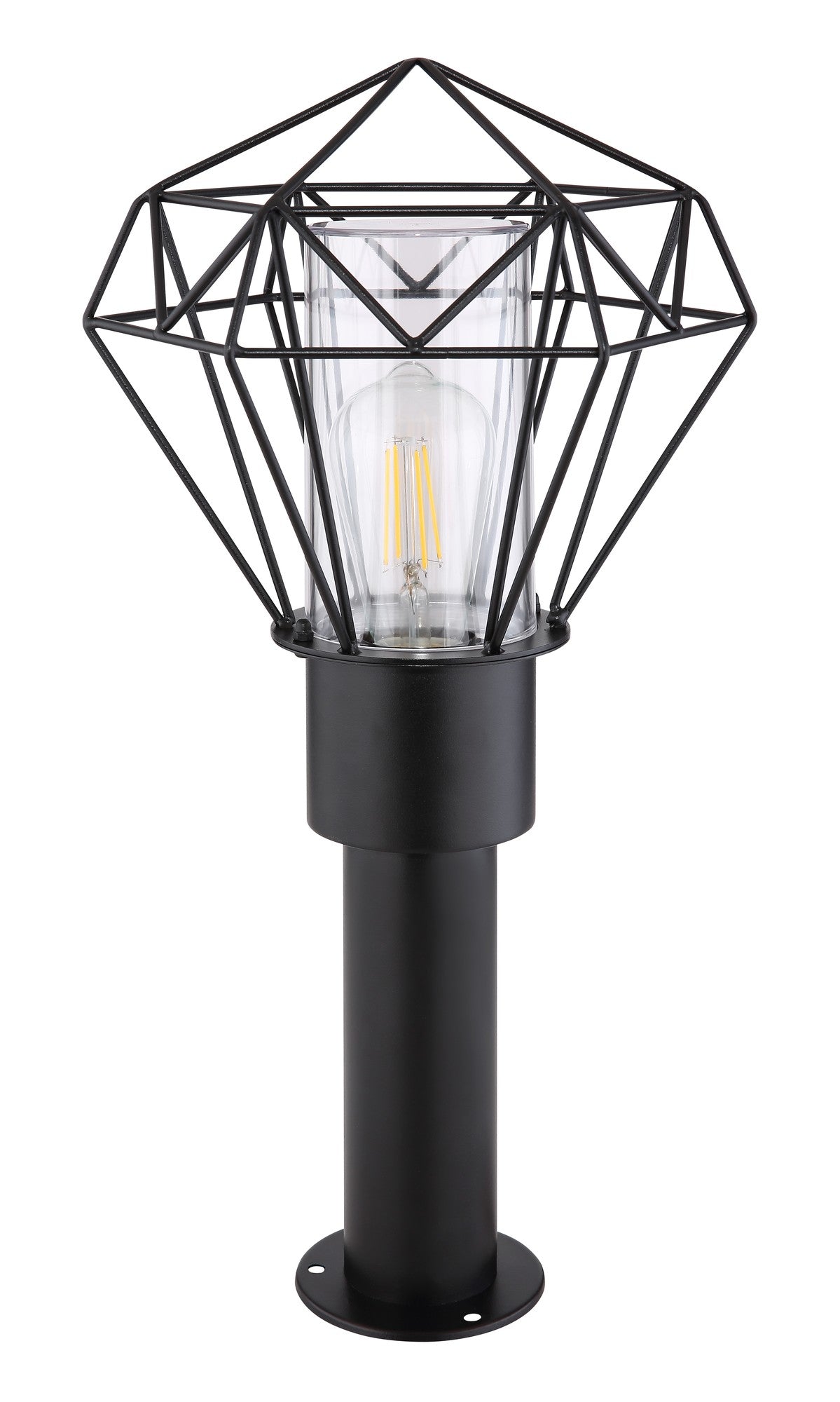 Zwarte metalen staande buitenlamp met geometrisch frame – afbeelding 1