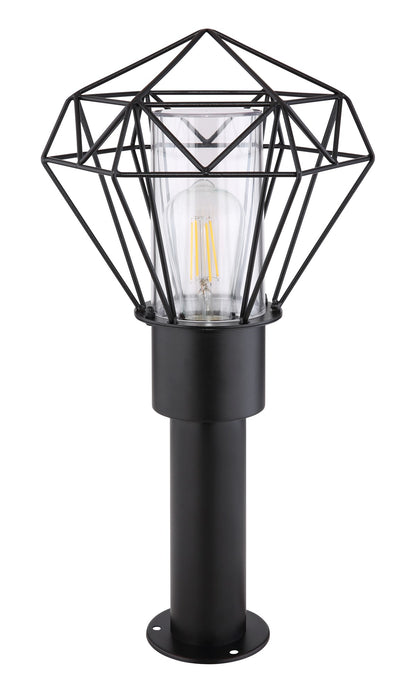 Zwarte metalen staande buitenlamp met geometrisch frame – afbeelding 1