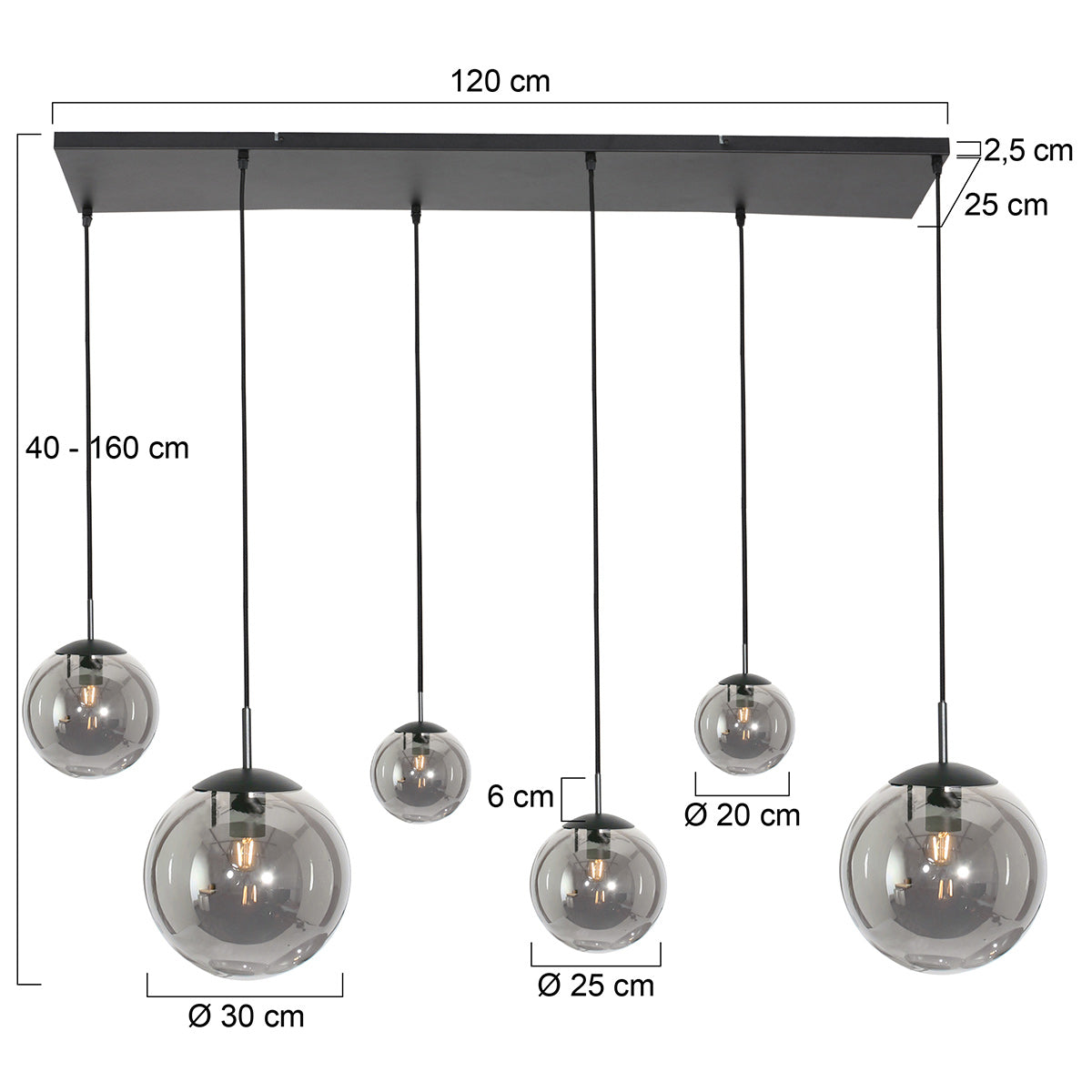 Steinhauer Bollique 6-Light Pendant Lamp – dimension drawing