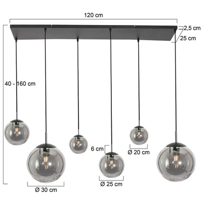 Steinhauer Bollique 6-Light Pendant Lamp – dimension drawing