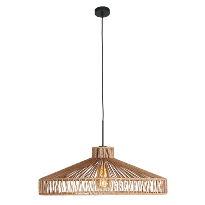 Черна висяща лампа с широк абажур от въже Steinhauer Sparkled Light – изображение 1