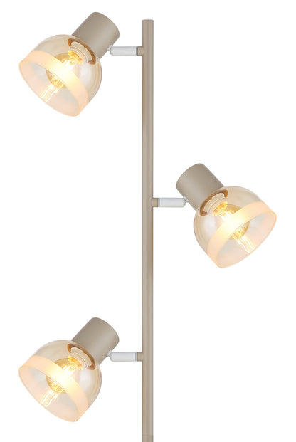 Lampă de podea cu 3 lumini, din sticlă de culoare nisipoasă subtilă – imaginea 2