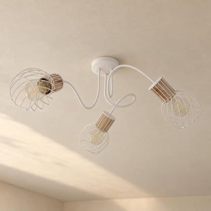 Candeeiro de teto retro branco com efeito madeira Obolg Luise – fotografia de ambiente