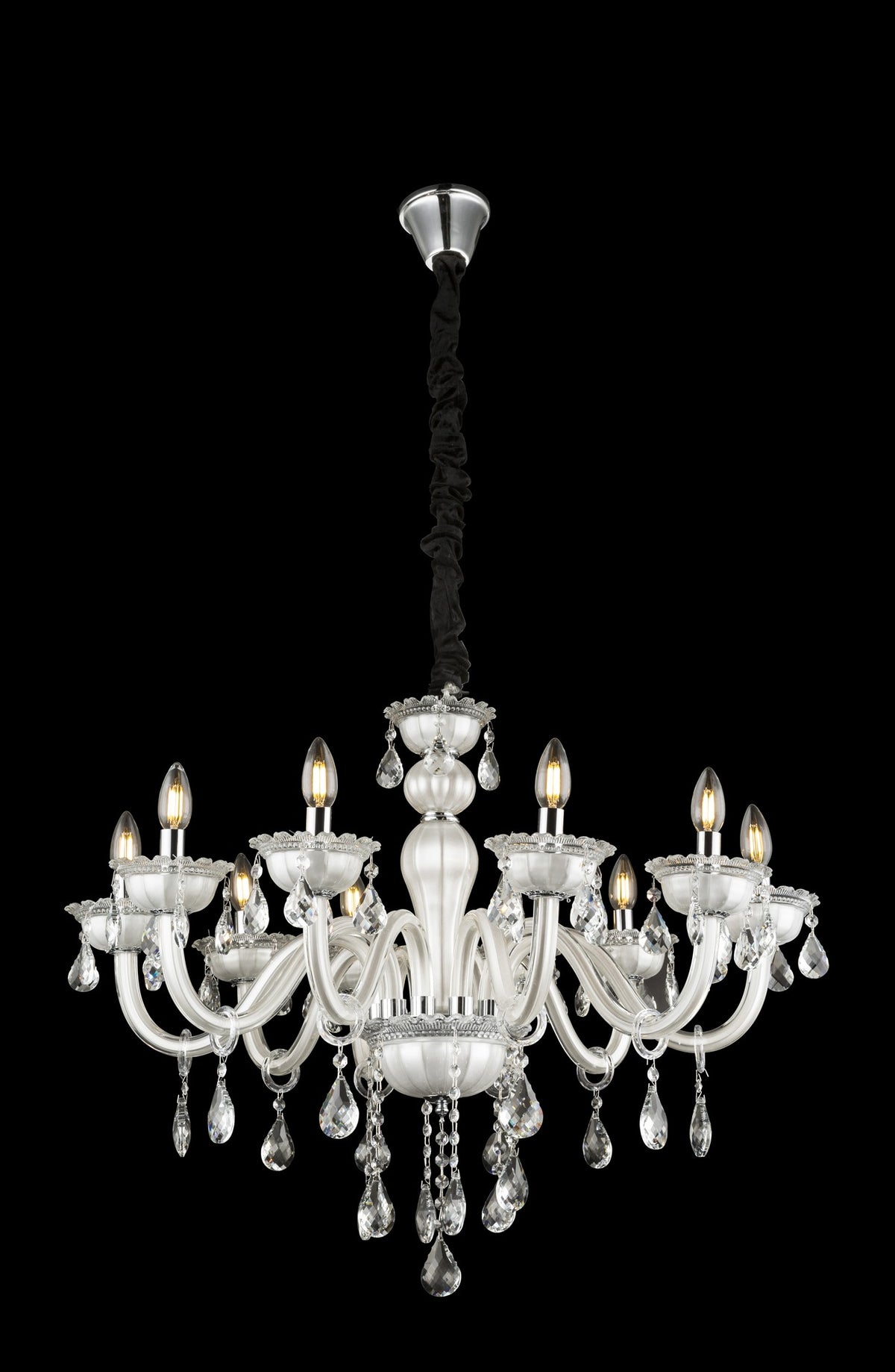 Grande lampadario di vetro bianco – immagine 1