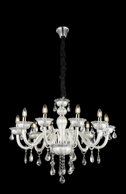 Grande lampadario di vetro bianco – immagine 1