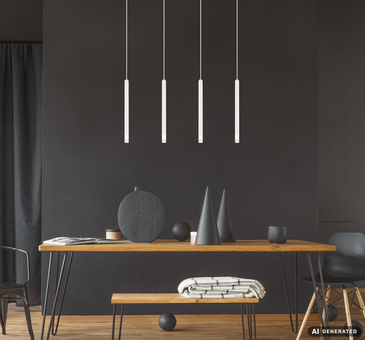Lyxig vit metall 4-lamps hänglampa – bild 5