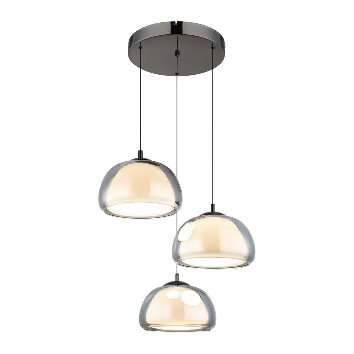 Lampadario LED in vetro gunmetal di medie dimensioni