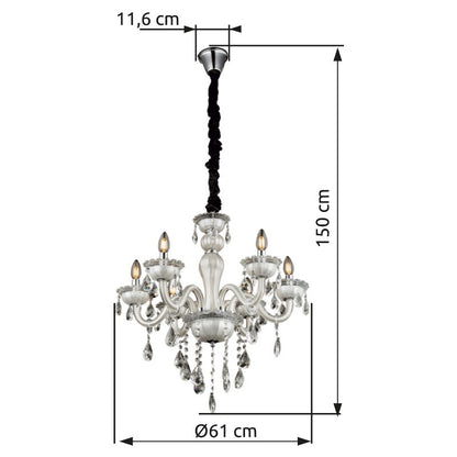 Piccola chandelier bianca in vetro – immagine 6