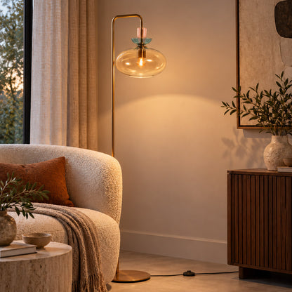 Амбър стъклен подова лампа с цветни детайли Anne Light Malboo – изображение 3