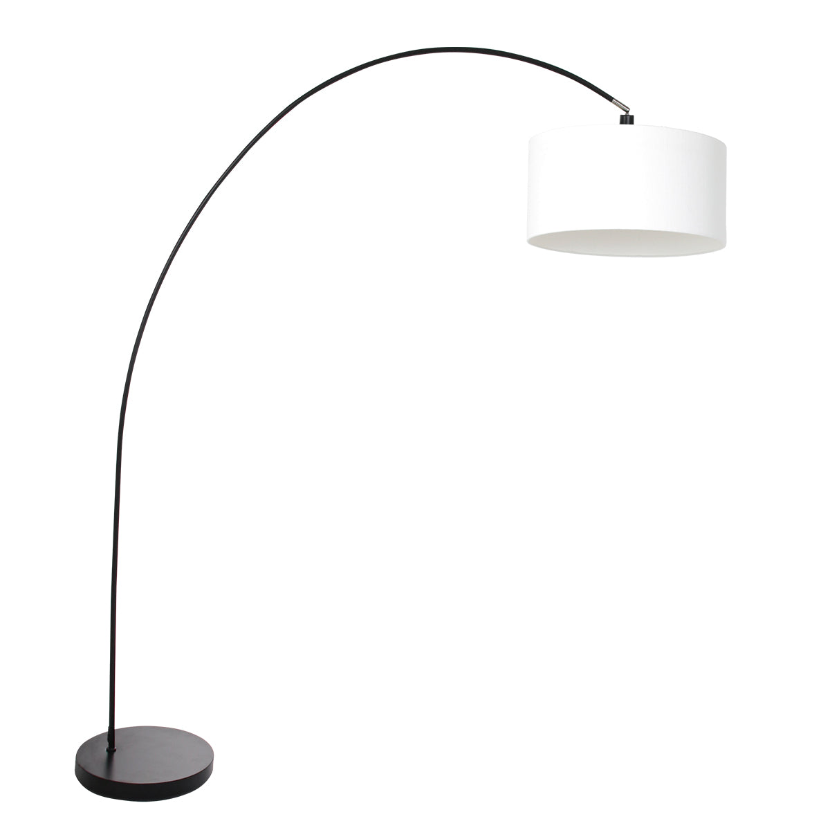 Mexlite Solva Black Arc Floor Lamp with White Shade