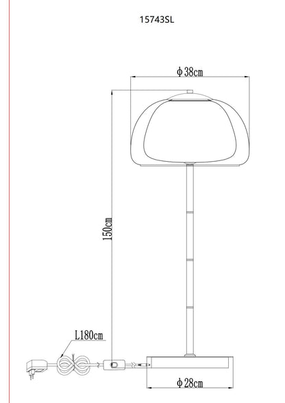 Sottile lampada da terra LED in metallo gunmetal – immagine 11