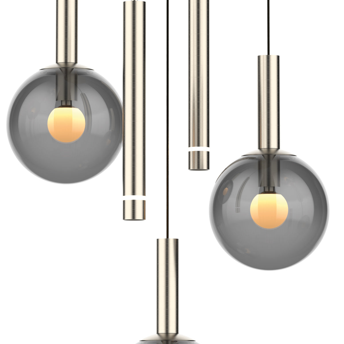 Lustre de 5 luzes em metal com vidro fumê e dim to warm Steinhauer Volari – imagem 5