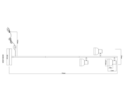 Lampă de podea cu 3 lumini, din sticlă de culoare nisipoasă subtilă – desen cu dimensiuni