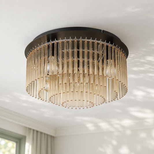Gorley loftlampe med ravfarvet glas – stemningsbillede