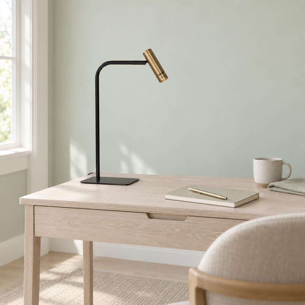 Mexlite Lumo Black Table Lamp with Bronze Reflector and Dimmer – lifestyle image