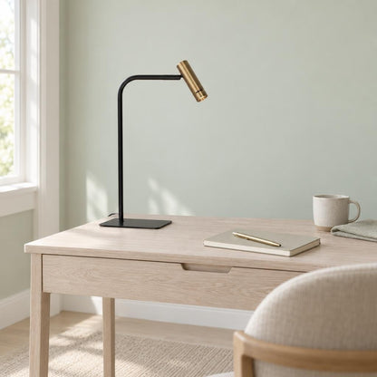 Mexlite Lumo Black Table Lamp with Bronze Reflector and Dimmer – lifestyle image
