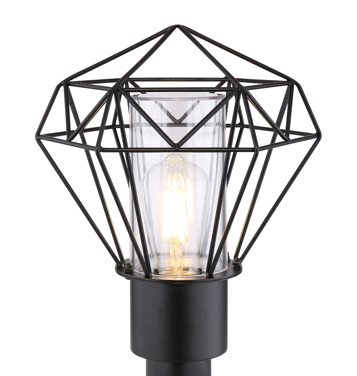 Zwarte metalen staande buitenlamp met geometrisch frame – afbeelding 2