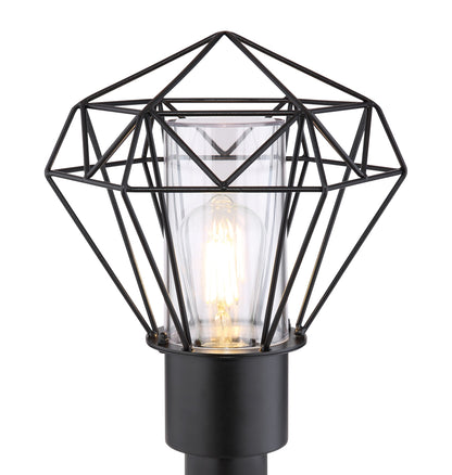 Zwarte metalen staande buitenlamp met geometrisch frame – afbeelding 2