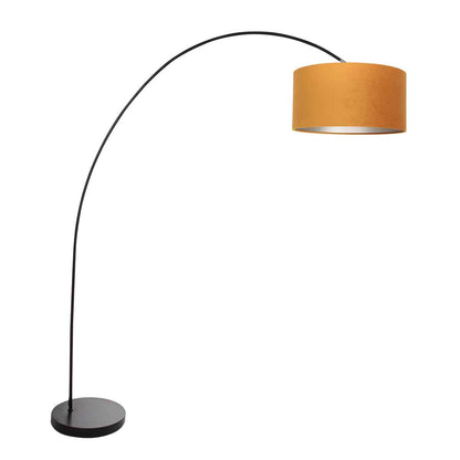 zwarte-moderne-booglamp-met-oranje-lampenkap-mexlite-solva-main-image