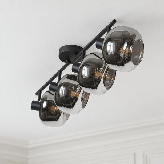 Plafonier de 4 focos preto com vidro fumado Mexlite Tenebris – fotografia de ambiente