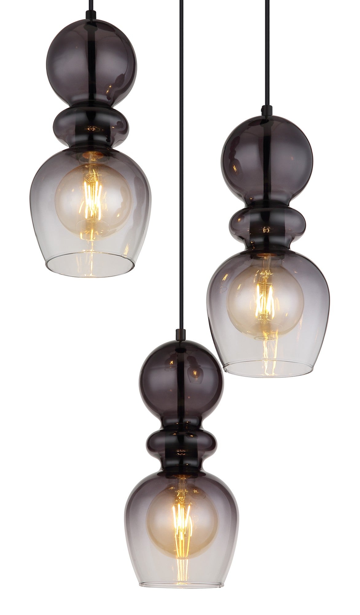 Fina svarta glas 3-lamps hänglampa – bild 2