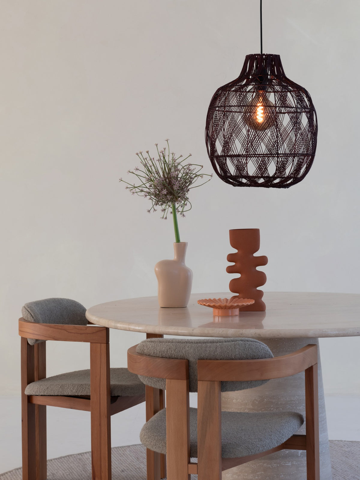 Bordeauxrode bamboe hanglamp met vlechtwerk GOOD&MOJO MENDOZA – afbeelding 1